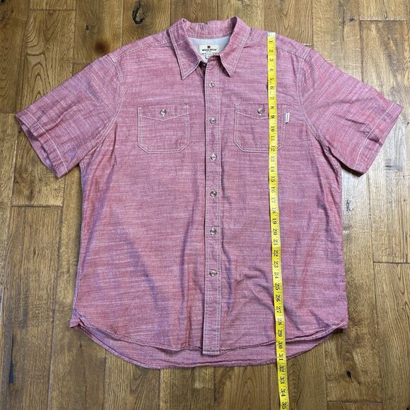 WOOLRICH BUTTON DOWN SHIRT SHORT SLEEVE TWO POCKETS HEATHER RED MEN XL - Picture 3 of 6